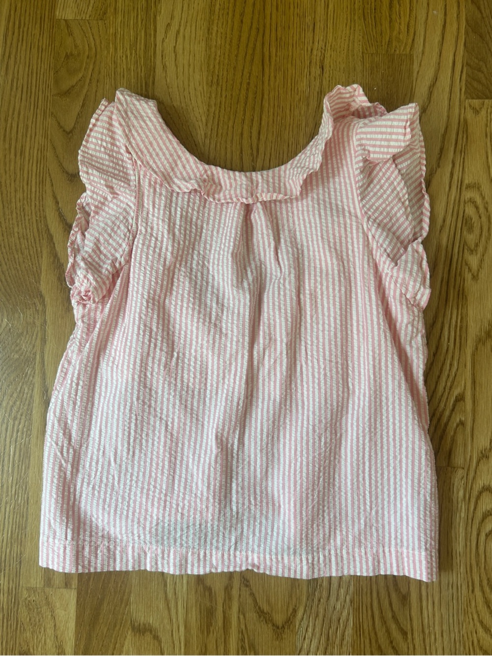Pink Seersucker Ruffle Sleeve Kids Top